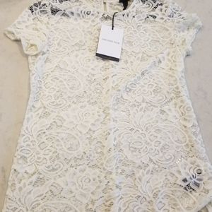 Who What Wear Lace Cream Blouse Size Small